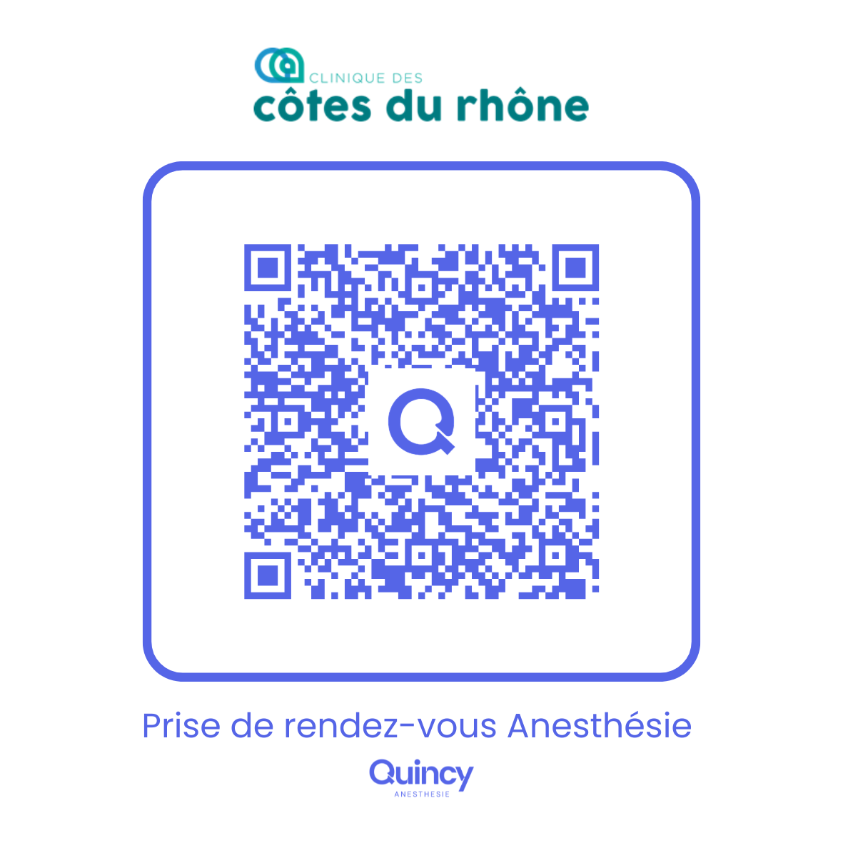Scanner le QR code ou cliquer pour prendre rendez-vous avec Quincy Anesthésie sur Doctolib